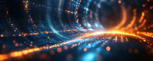 Wall Mural - futuristic digital background neon lights data visualization abstract technology graphics ai cybersp
