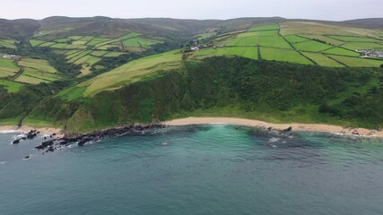 Poster - Aerial view of Kinnagoe bay in County Donegal, Ireland.