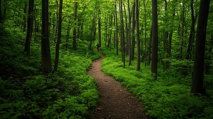  Lush Green Forest Path Wanderer Solitary Journey