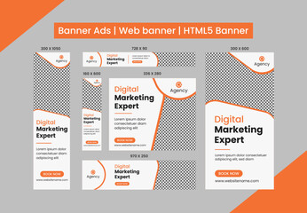 Wall Mural - html5 banner ads design web template set, horizontal header web banner. editable google display ads 