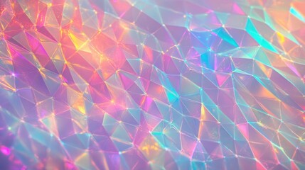 Wall Mural - Holographic Texture Abstract Background with Iridescent Geometric Patterns and Pastel Lighting