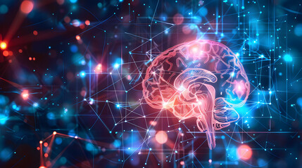 Wall Mural - ai human brain artificial intelligence machine learning technology technological neural networks big