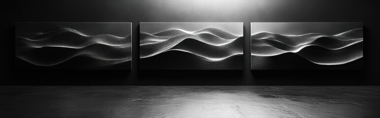 Aufkleber - Vintage Black and White Textured Panels Abstract Poster Set Background