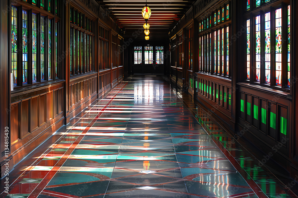 gothic victorian interior, the hallway features elegant gothic ...