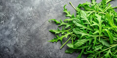 Wall Mural - Fresh arugula leaves top view , food, healthy, organic, salad, green, vegetable, freshness, vegetarian, gourmet