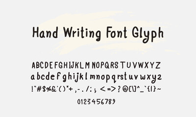 Hand Writing font glyphs