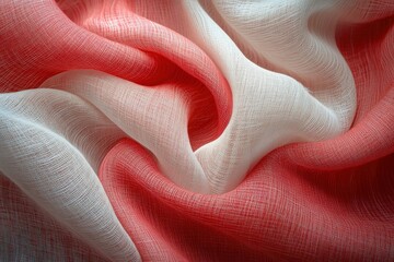 Aufkleber - Crumpled Red Fabric with White Stripe High Contrast Texture Background