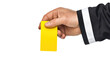 © Rangga Bimantara - Hand Holds Yellow Card Isolated on PNG Transparent Background