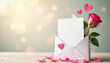 © oliamogdaleva - Valentine's day concept with envelope and rose against bokeh background