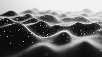 Wall Mural - a black and white image of a wave with a lot of dots