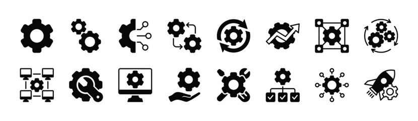 Wall Mural - setup and settings system icon vector set. containing options, configuration, technology, process, m