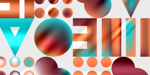 Poster - Simple shapes - circles, triangles, rectangles abstract background. Vector Illustration For Wallpaper, Banner, Background, Card, Book Illustration, landing page