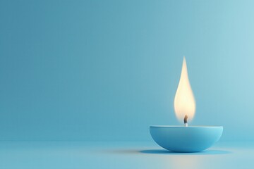 Blue natural gas flame with space for text on a light blue background