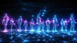 © Hafazho - Futuristic Digital Connection of Human Figures in Neon Colors Representing the Interaction and Communication in a Virtual Network Environment