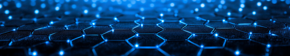 Blue hexagon background banner