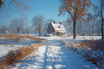 Wall Mural - Winter Farm