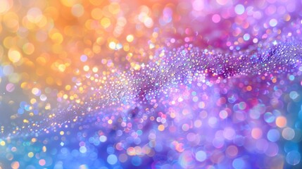 Wall Mural - purple blue bokeh particles with golden glow waves. magic celebration concept