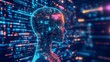 © Anastasiia - A digital representation of a human head surrounded by data streams and glowing circuits, symbolizing artificial intelligence, neural networks, and the merging of human and machine intelligence in a