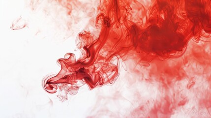 Wall Mural - a closeup of red smoke on a white background