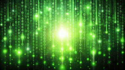 Green binary code abstract background with glowing numbers , technology, digital, data, coding, internet, computer