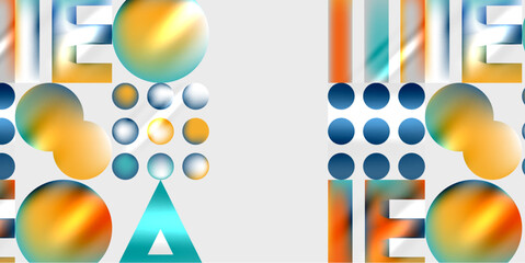 Poster - Simple shapes - circles, triangles, rectangles abstract background. Vector Illustration For Wallpaper, Banner, Background, Card, Book Illustration, landing page