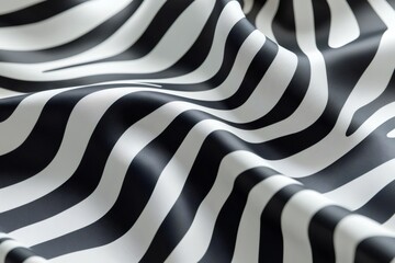 Wall Mural - black and white zebra pattern fabric flowing with elegance and style, creating a beautiful and dynam