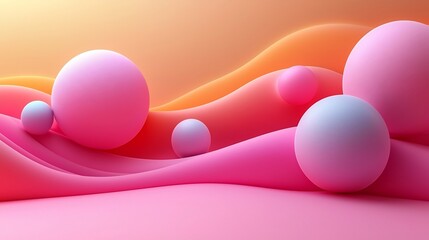 Wall Mural - blending abstract geometry with soft gradient shapes in fluid background