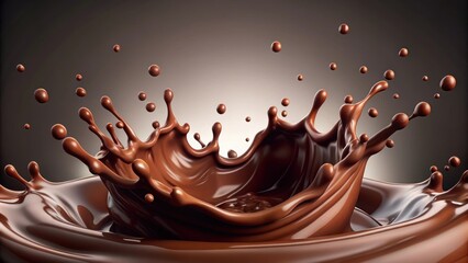 Wall Mural - Dark chocolate splash with realistic rendering, dark chocolate, splash, , realistic, tasty, delicious, dessert, cocoa