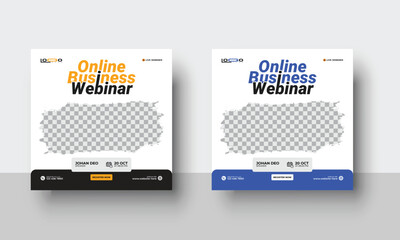 Wall Mural - business webinar invitation design. webinar and business conference social media post template.socia