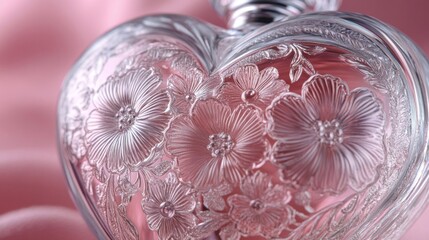 Wall Mural - Heart Shaped Perfume Bottle With Floral Etchings