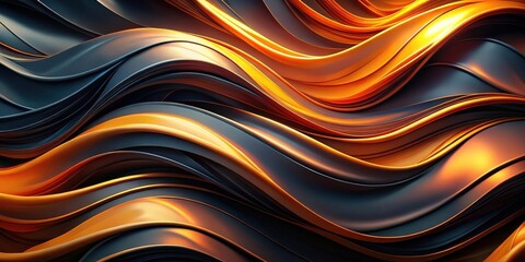 Abstract Wavy Pattern with Intertwined Metallic Hues of Gold and Black