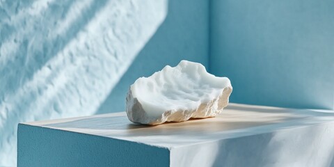 Aufkleber - White textured object on light blue platform.