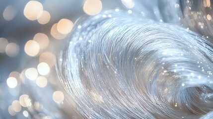 Wall Mural - Glittering silver threads with delicate bokeh interwoven in a shimmering celestial tapestry under a starlit sky