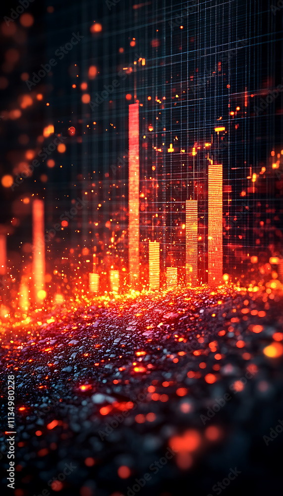 A illustration depicting the collapse of stock market values, with falling stock charts, crashing numbers, and a sense of economic turmoil, symbolizing a financial crisis


