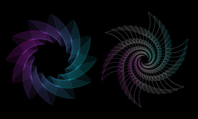 Wall Mural - Spirograph abstract element on a black background