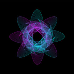 Wall Mural - Spirograph abstract element on a black background