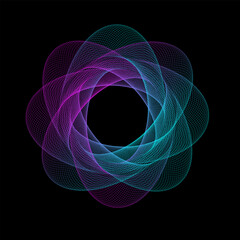 Wall Mural - Spirograph abstract element on a black background