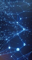 Wall Mural - deep connection data intelligence blue artificial network network flow line blue data network abstra