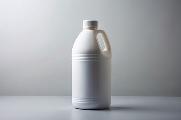 Isolated White Plastic Bottle with Handle for Household or Industrial Use on Clean Background, Suitable for Product Display and E-commerce Applications