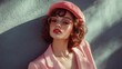 © IMAGINIAC - Stylish Woman Posing in Pink Beret and Jacket