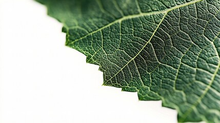 Close-Up of a Green Grape Leaf with Textured Surface Isolated