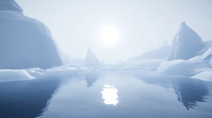 Poster - Serene Arctic Landscape With Calm Water And Mountains