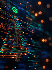 Wall Mural - A Christmas tree and light design with technical elements such as circuits.