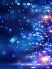 Wall Mural - A Christmas tree and light design with technical elements such as circuits.