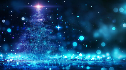 Wall Mural - A Christmas tree and light design with technical elements such as circuits.