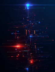 Wall Mural - A Christmas tree and light design with technical elements such as circuits.