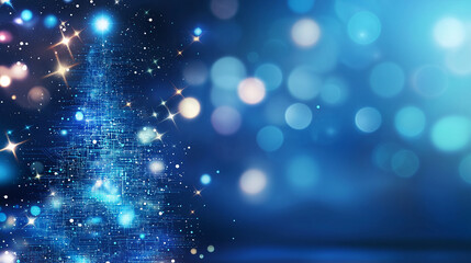 Wall Mural - A Christmas tree and light design with technical elements such as circuits.