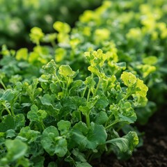 Vibrant Green Leafy Plants in a Lush Field