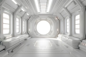 Wall Mural - Futuristic White Interior with Circular Window