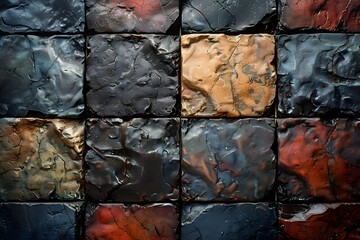 Sticker - Textured Mosaic of Colorful Slate Tiles